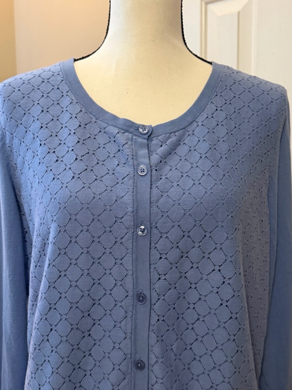 Talbots Light Blue Knit Button-Front Cardigan size xl euc - Picture 2 of 5